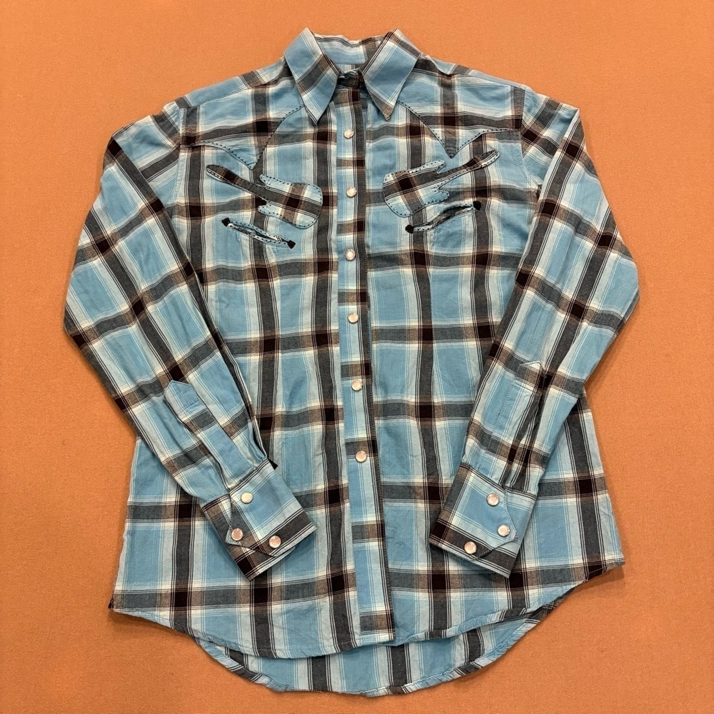 Rockmount Ranch Wear Women’s Plaid Western Pearl Snap Guitar Button Down Small - Picture 1 of 12